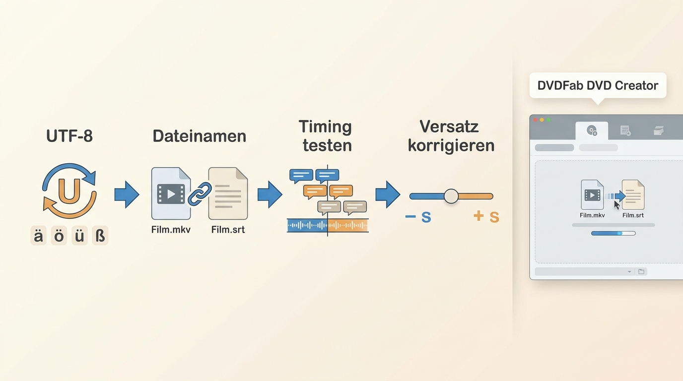 Prüfablauf für SRT-Dateien: UTF-8, Zuordnung, Timing und Format