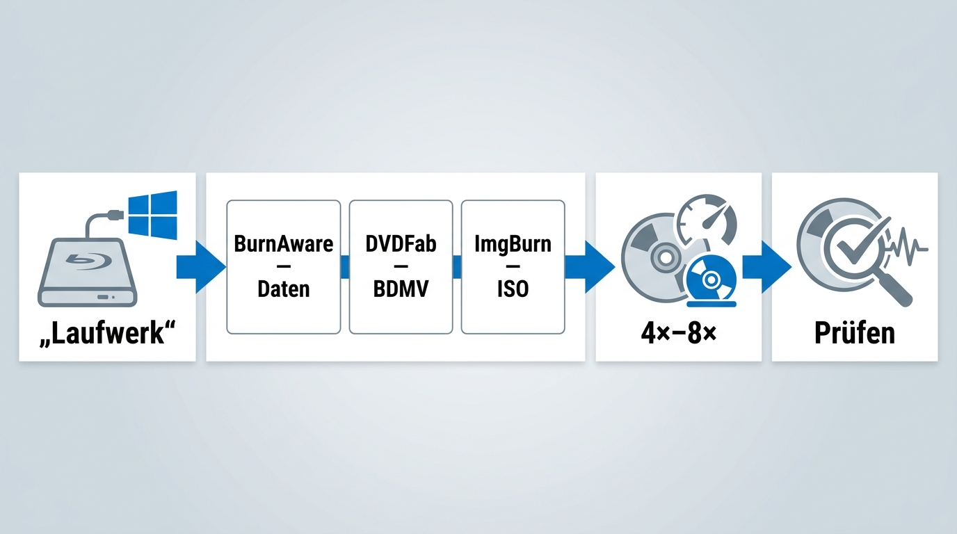 Windows-Workflow für Daten-, BDMV- und ISO-Blu-rays mit BurnAware, DVDFab und ImgBurn