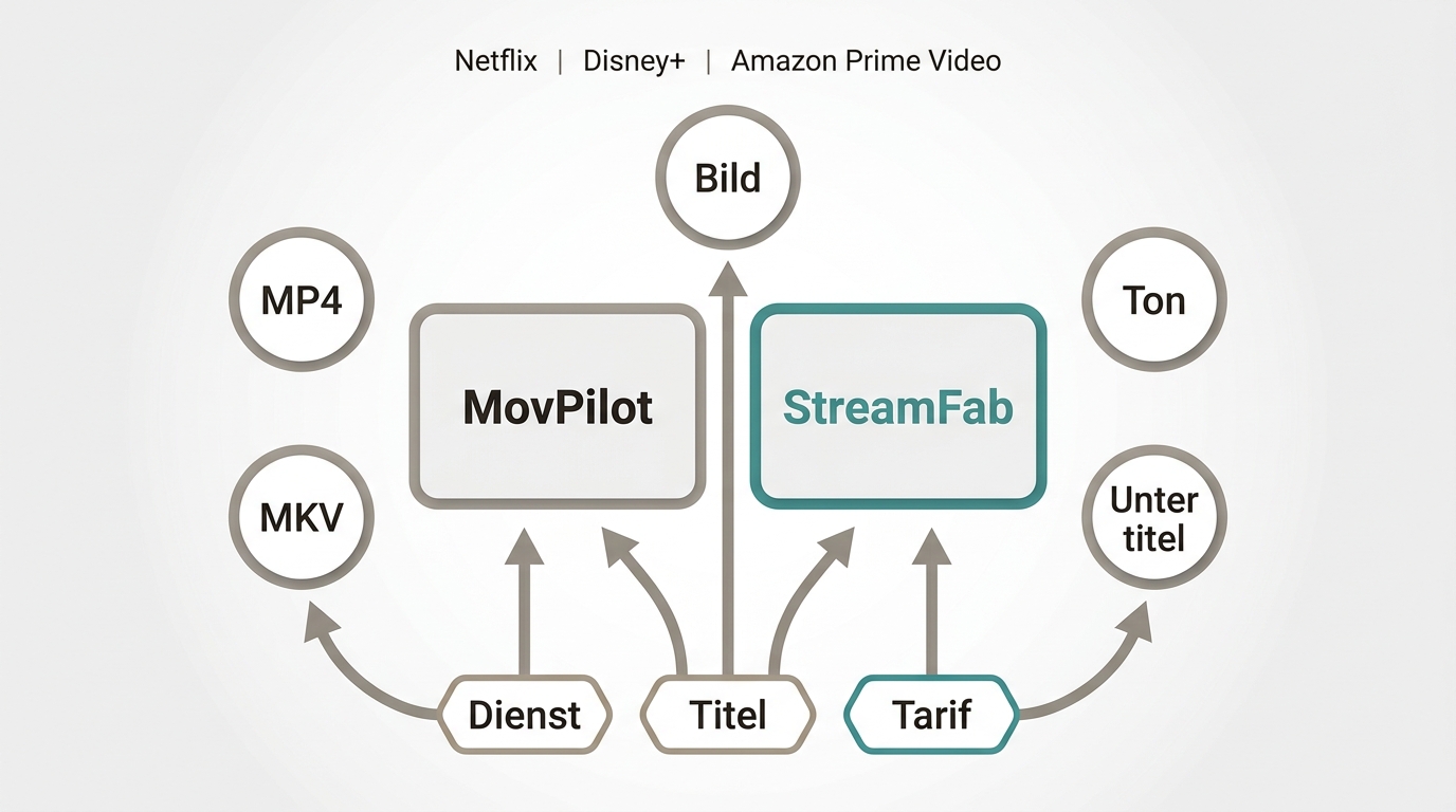Zusammenhang zwischen MP4, MKV, Auflösung, Ton und Untertiteln bei MovPilot und StreamFab