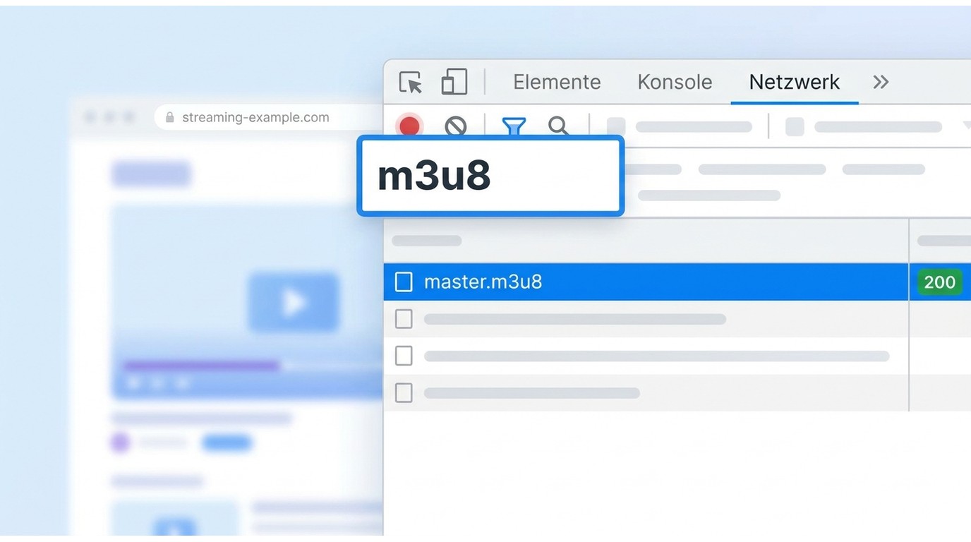 M3U8-Adresse im Netzwerk-Tab des Browsers finden