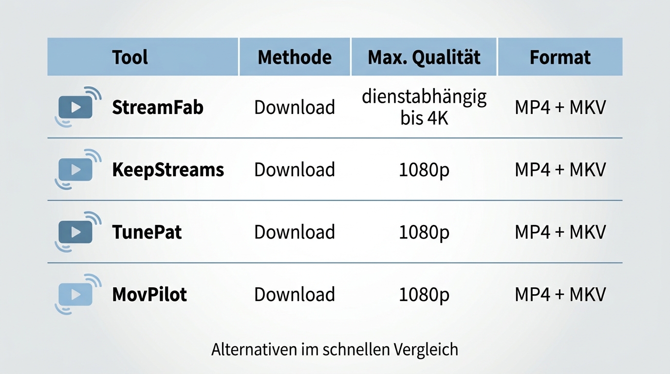 CleverGet-Alternativen nach Methode, Ausgabeformat und Einsatzgebiet