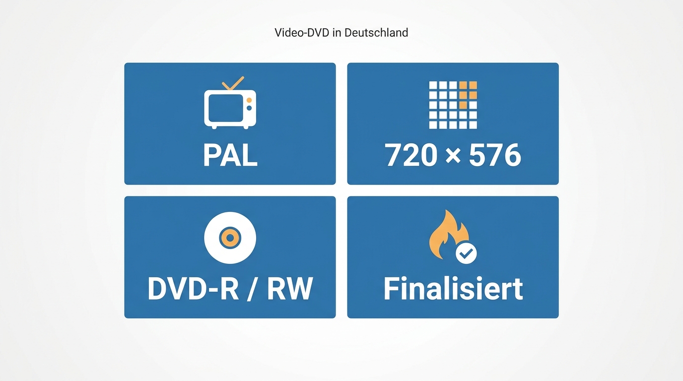 Wichtige DVD-Einstellungen für Deutschland mit PAL, 720 × 576 und finalisierter Disc