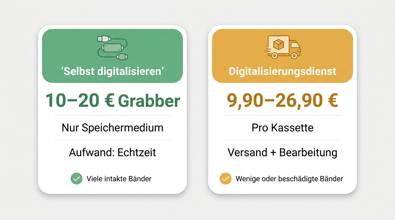 Kosten und Aufwand beim VHS-Selberdigitalisieren und beim Digitalisierungsdienst
