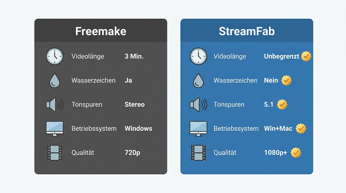 Freemake und StreamFab nach Plattform, Formaten und Aufgaben vergleichen