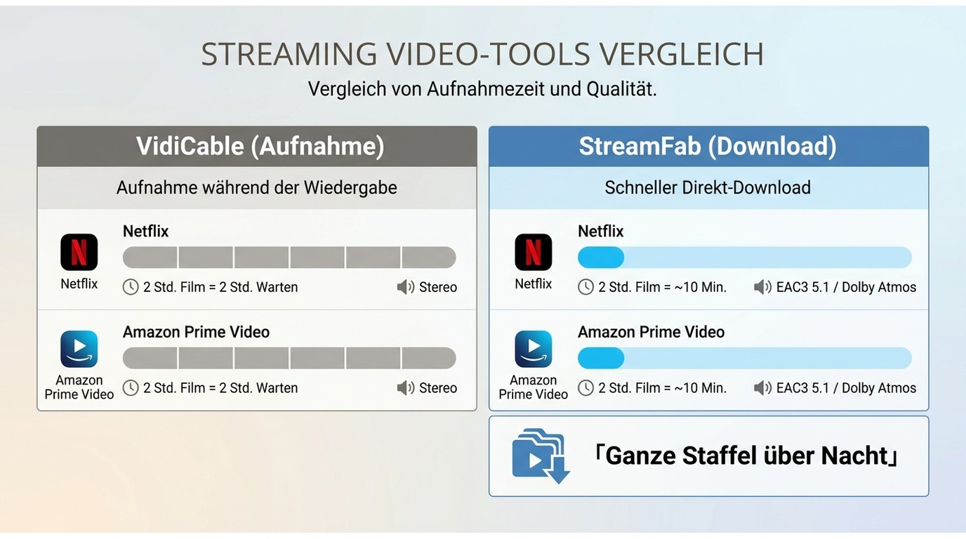StreamFab und VidiCable bei Premium-Streaming im Vergleich