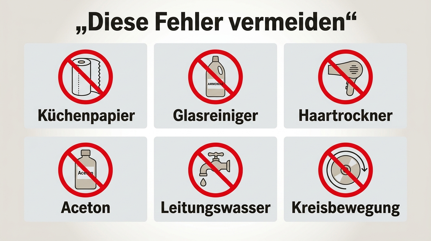 Ungeeignete Mittel und Fehler beim DVD reinigen
