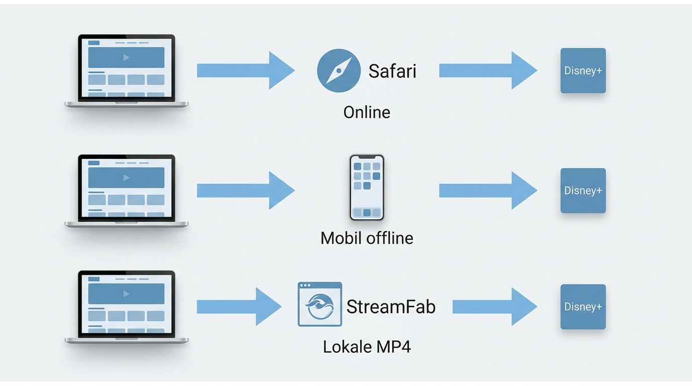 Disney+ auf dem Mac: Safari online, mobile App offline und StreamFab für lokale Dateien