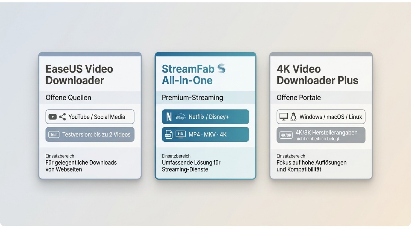 EaseUS Video Downloader Alternative: Vergleich mit StreamFab, 4K Video Downloader Plus und Freemake