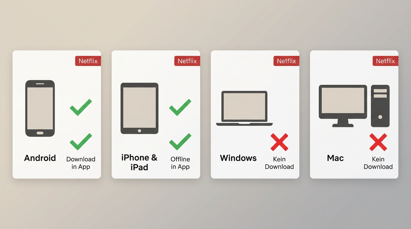 Geräteübersicht: Android und iPhone unterstützen Netflix-Downloads, Windows und Mac nicht