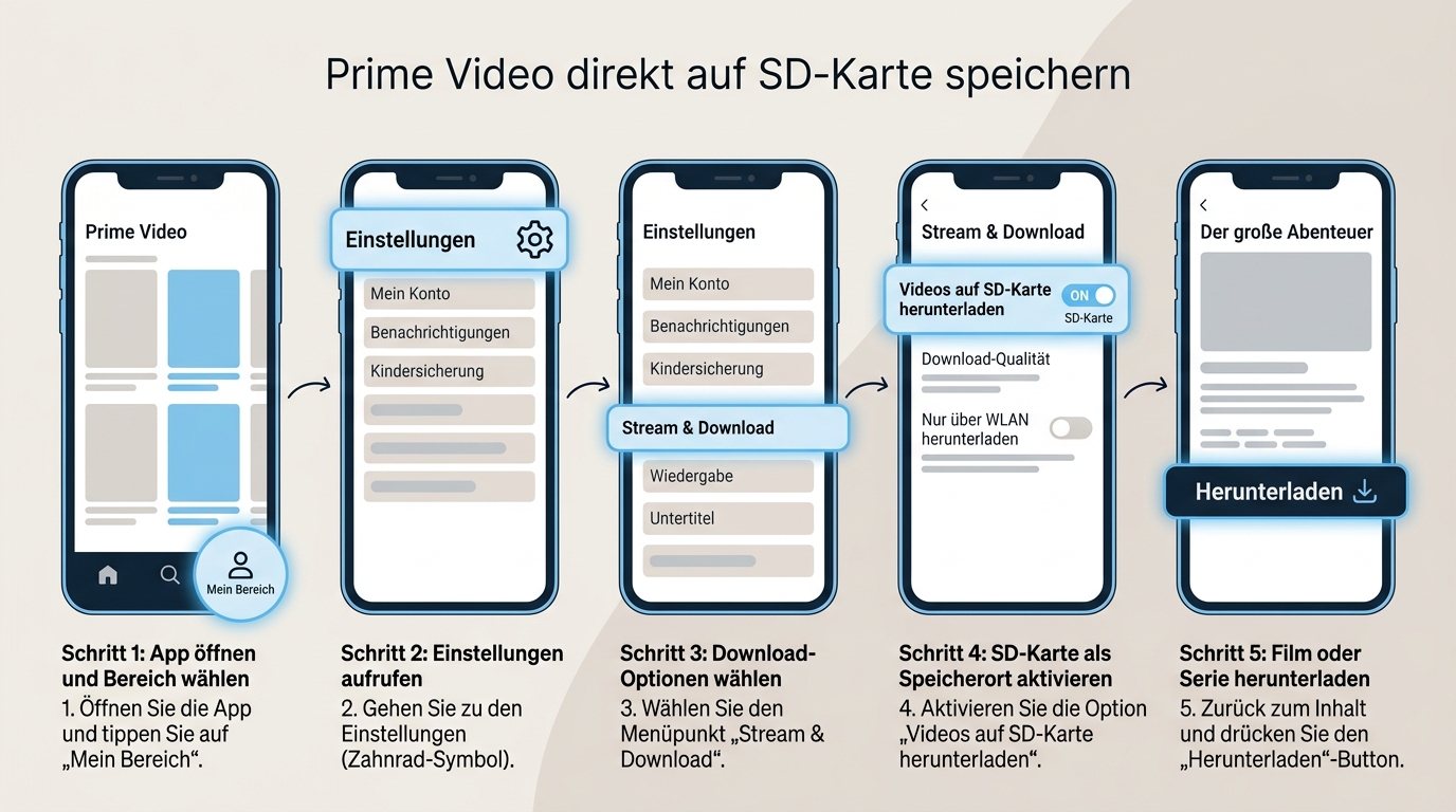 Prime Video App Android: 4 Schritte zum Aktivieren von 'Videos auf SD-Karte herunterladen' im Einste