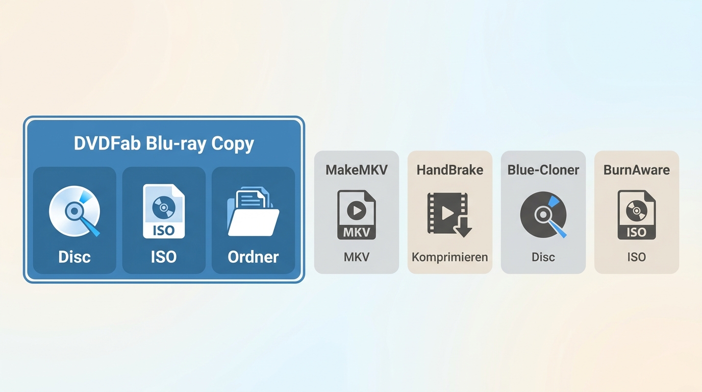 Vergleich von DVDFab, MakeMKV, HandBrake, Blue-Cloner und BurnAware