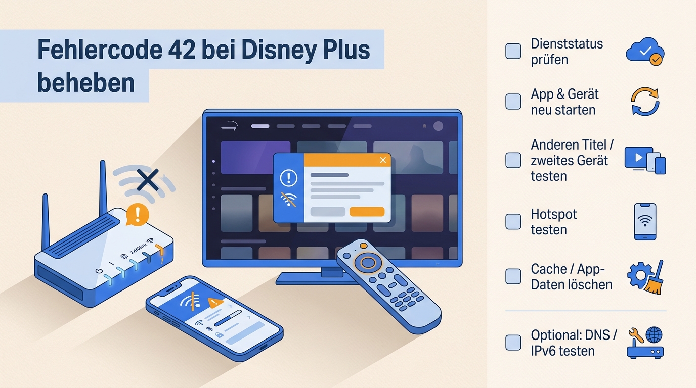 Disney Plus Fehlercode 42 trotz Internet: 5 schnelle Prüfungen