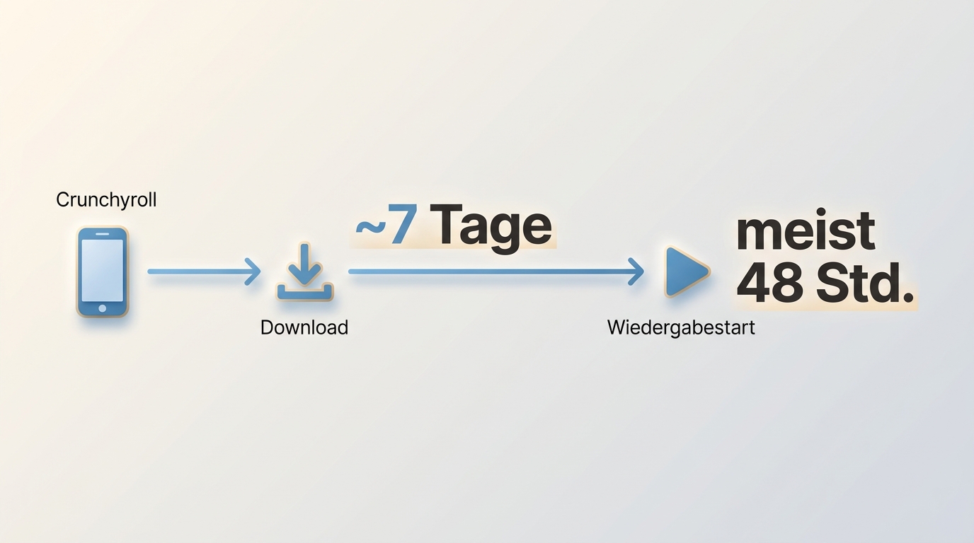 Crunchyroll-Downloadfristen: etwa sieben Tage vor und 48 Stunden nach Wiedergabestart
