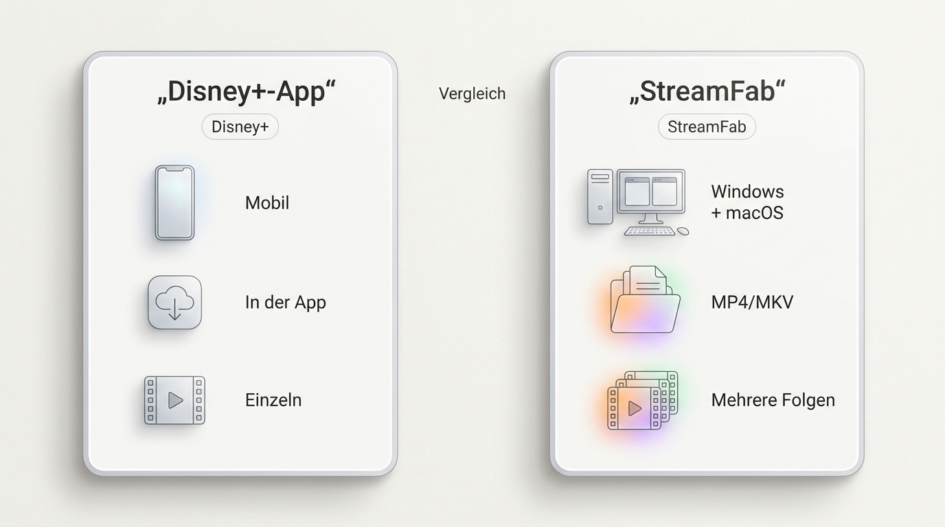 Disney+-App und StreamFab für die Offline-Nutzung im Vergleich