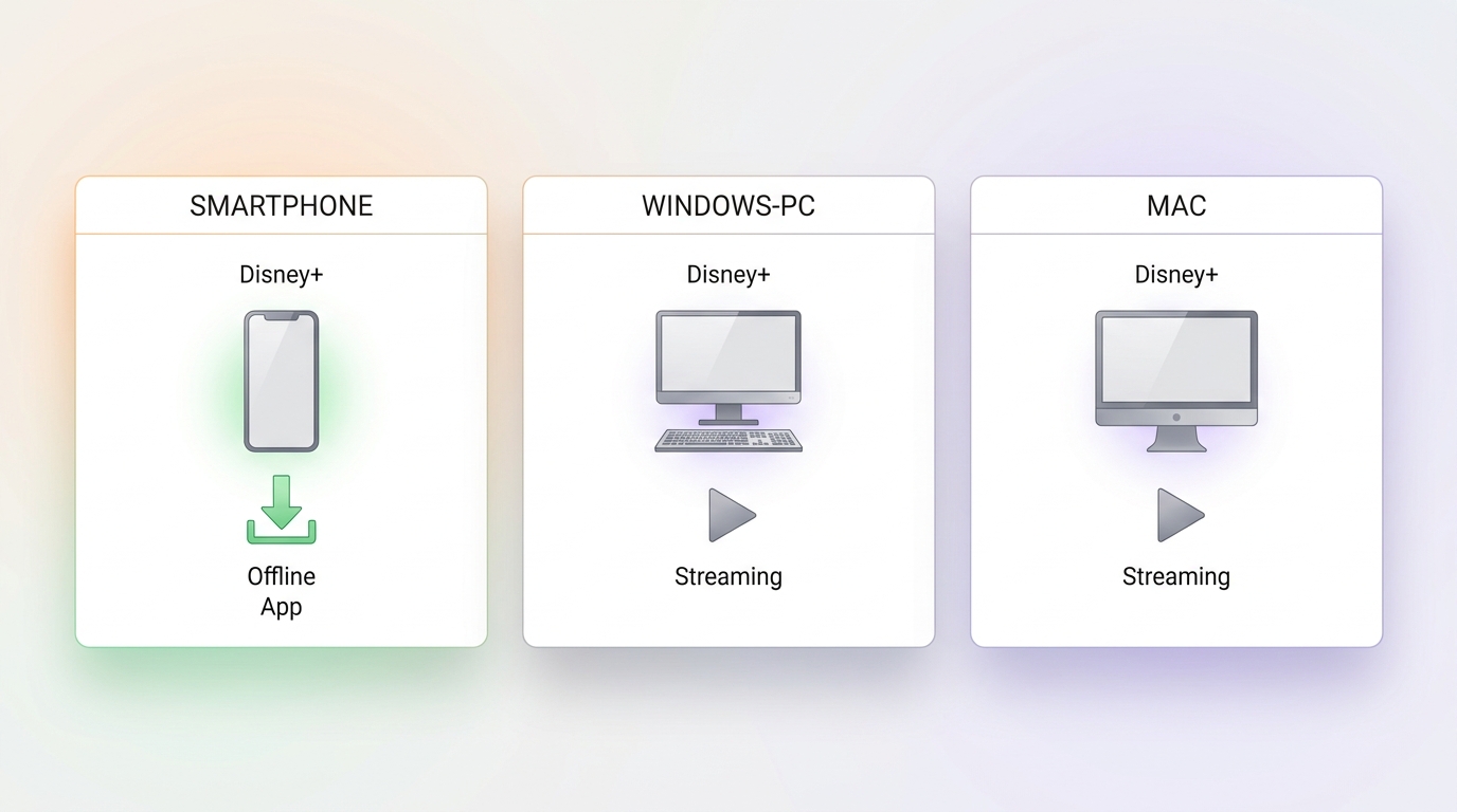 Disney+ Offline-Downloads auf Mobilgeräten im Vergleich zu Windows und Mac