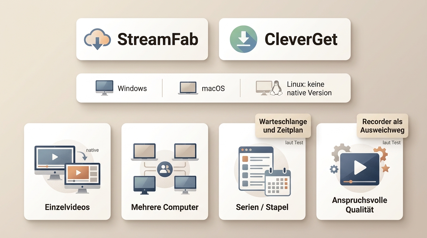 CleverGet vs StreamFab auf Windows macOS und mehreren Computern