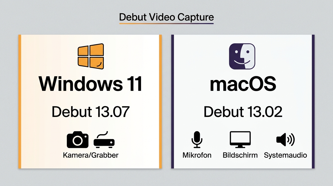 Debut Video Capture Version für Windows und macOS prüfen