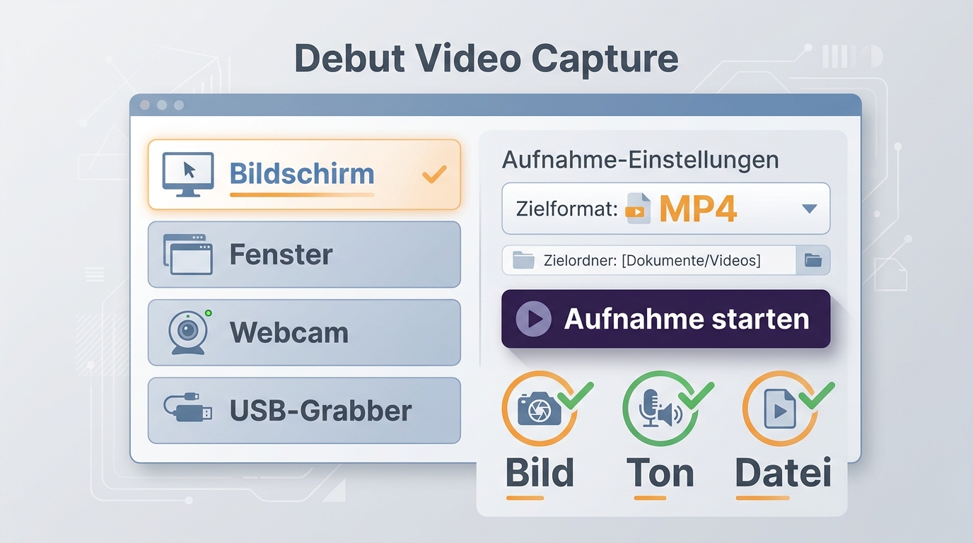Debut Video Capture Aufnahme als MP4 speichern