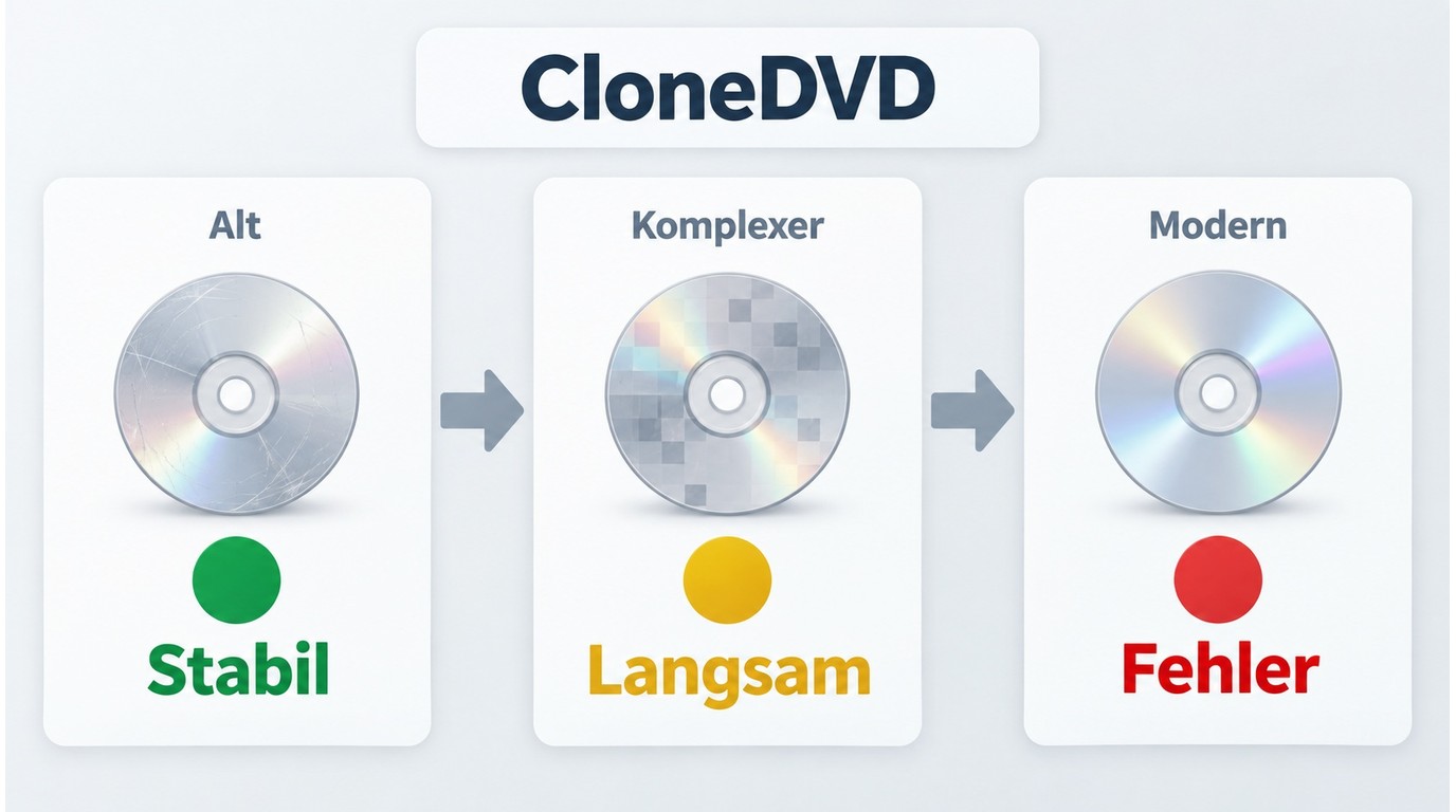 CloneDVD im Vergleich mit einfachen und komplexeren DVD-Strukturen
