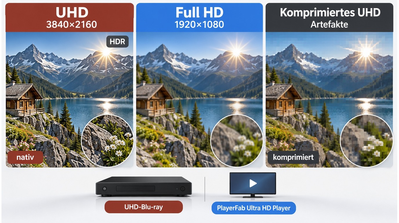UHD, Full HD und HDR im Vergleich mit nativer und komprimierter Quelle