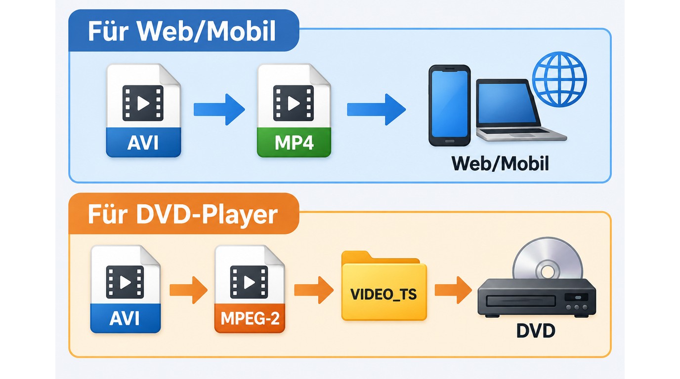 AVI-zu-MP4-Zwischenschritt für Mobilgeräte versus direktes DVD-Authoring