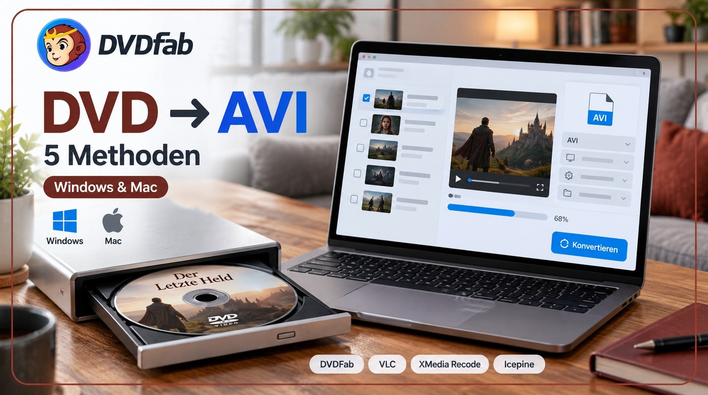 DVD in AVI umwandeln: 5 Methoden für alte Player und moderne Formate (2026)