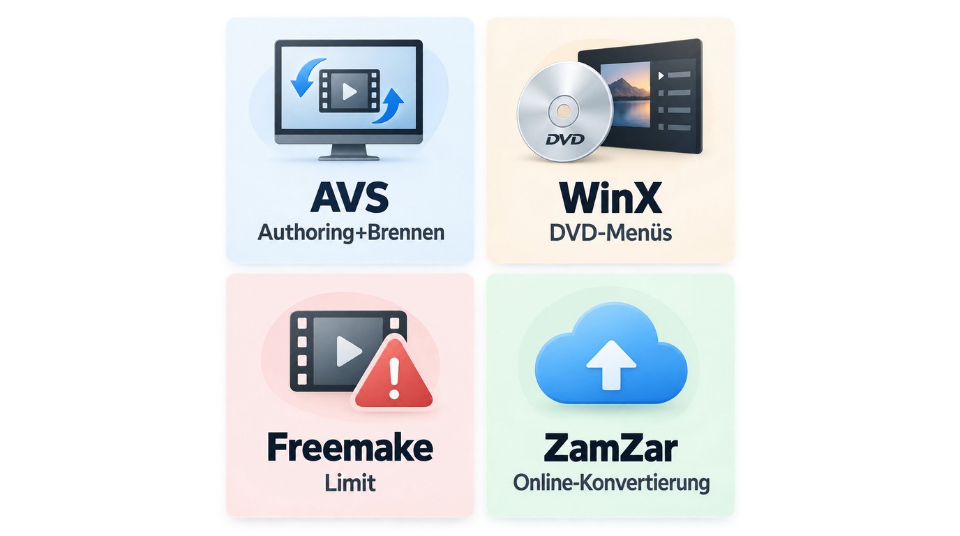 Vergleich von AVS, WinX, Freemake und ZamZar nach Einsatz und Grenzen