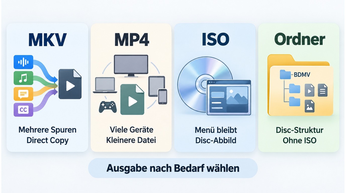 MKV MP4 ISO und Blu-ray Ordner im Vergleich