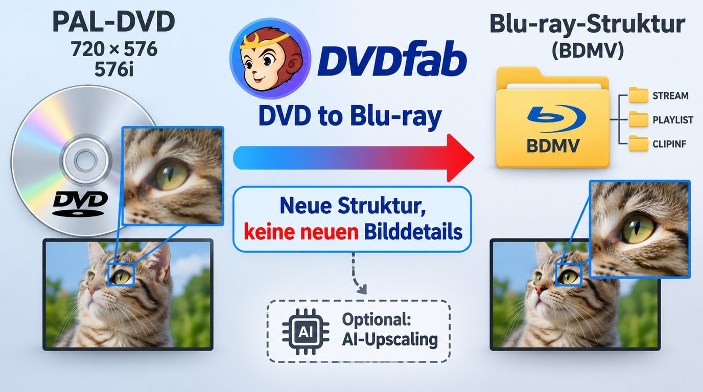 PAL-DVD mit 720 x 576 Pixeln bleibt ohne zusätzliches Upscaling auf DVD-Detailniveau