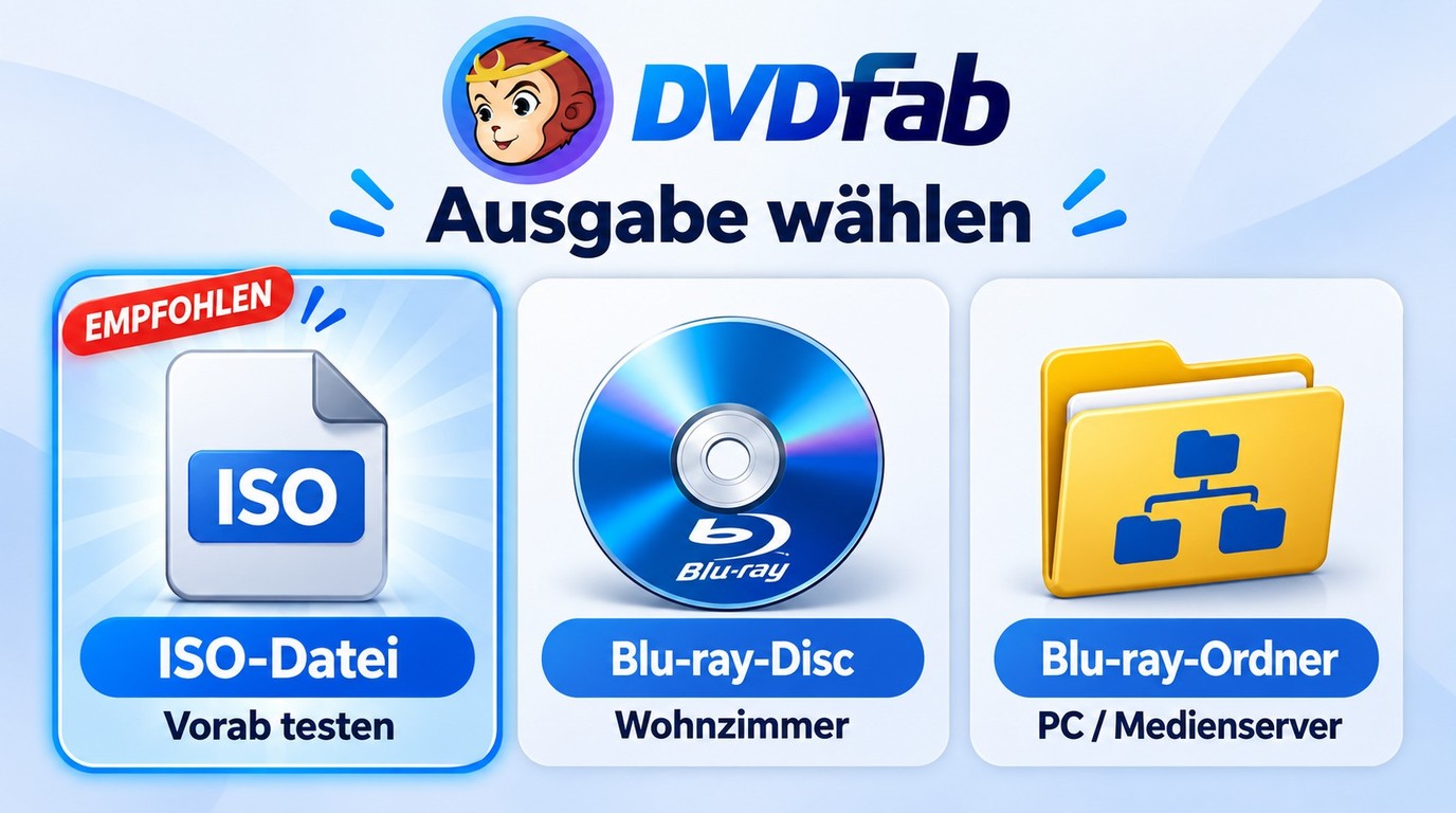Auswahl zwischen Blu-ray-Disc, ISO-Datei und Blu-ray-Ordner