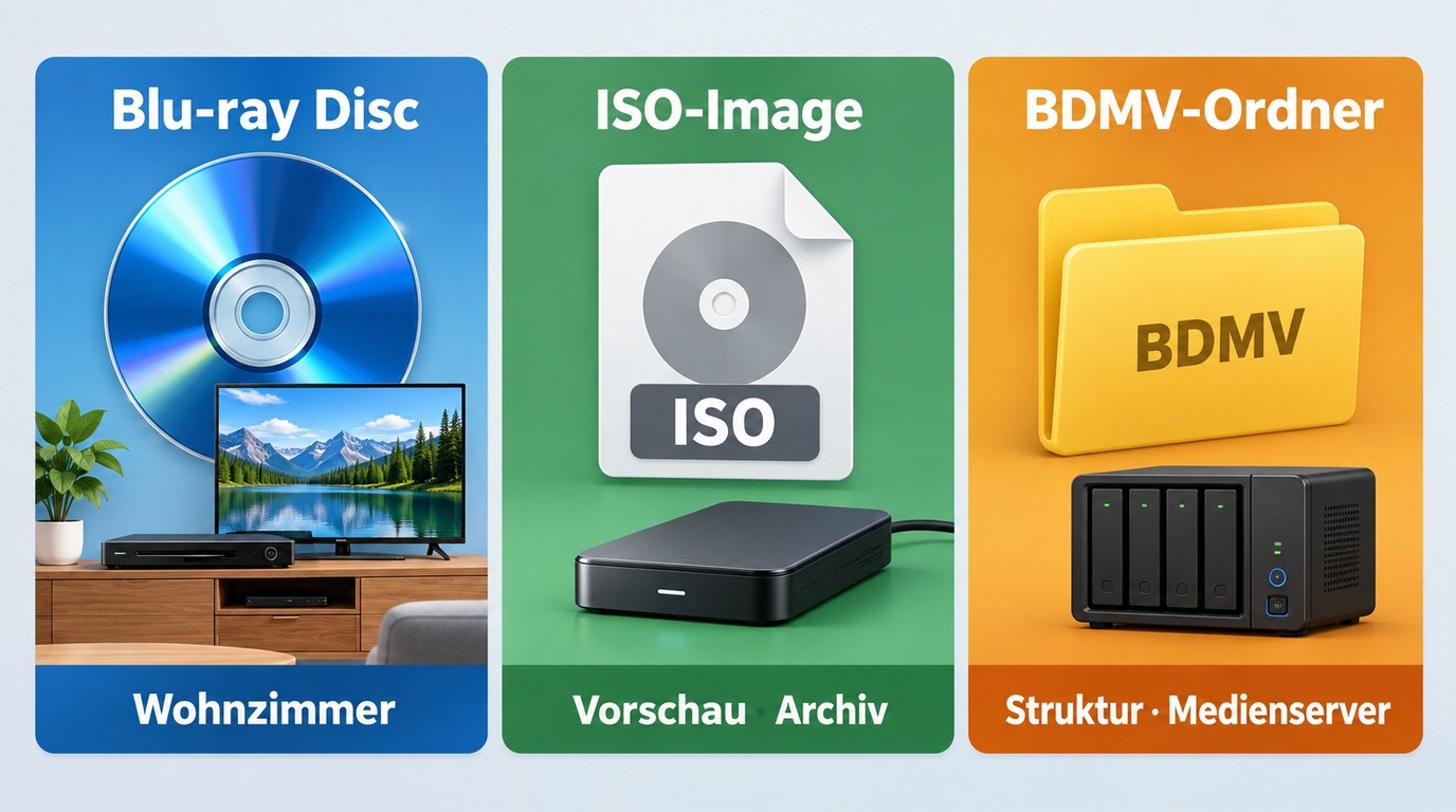 Auswahl zwischen Blu-ray Disc, ISO-Image und BDMV-Ordner nach Einsatzzweck