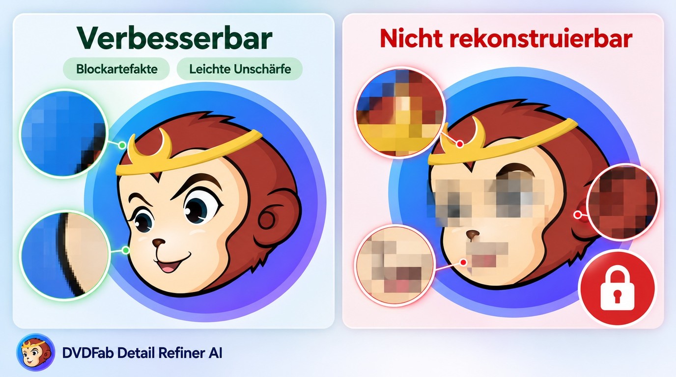 KI mindert Kompressionsblöcke, kann absichtlich entfernte Originaldaten aber nicht zurückholen.