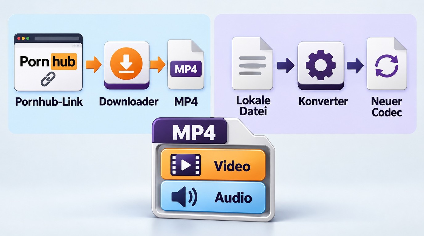 Pornhub-Videolink führt zum MP4-Download, ein Dateikonverter ändert dagegen den Codec.